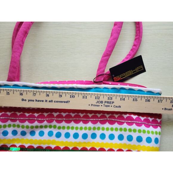 TOTE-NEWPORT NEWS-Bright Colors-Sequins-Beads-Beach-Carry On - Picture 15 of 16